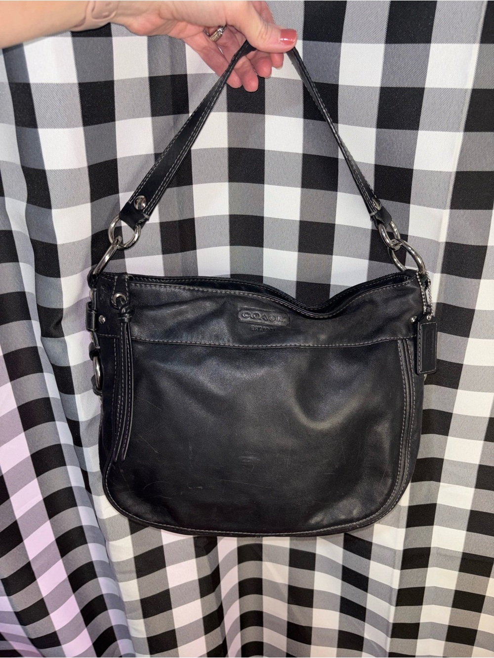 Coach Zoe Black Leather Hobo Shoulder Bag 2010
